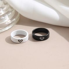 New Fashion Black And White Love Couple Ring | BestDealBuys Couple Jewelry Bracelets, Rings For Boyfriend, Matching Couple Jewelry, Gifts For Partner, Long Distance Relationship Bracelets, Matching Jewelry For Couples, Summer Tags, Black And White Rings, Best Friend And Lover