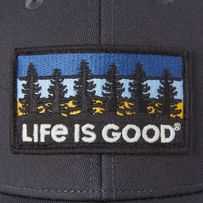 a life is good hat with trees on it