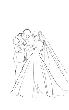 the bride and groom are getting ready to get married in this wedding coloring book page