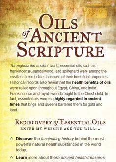 an advertisement for oils of ancient scripture