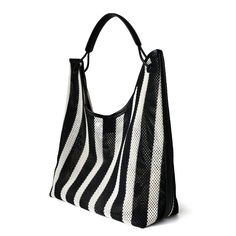 Free U.S. shipping. Style: Kintting , color:Black, suite for season：Spring, Summer, Autumn, Winter ，Anniversary, Going out, Hanging out, Travel, Material Cotton, Black and White Stripe Knit Shoulder Tote Summer Bags Black Crochet Bag For Shopping In Spring, Spring Shopping Black Crochet Bag, Black Crochet Bag For Spring Shopping, Black Spring Hobo Shoulder Bag, Black Shoulder Hobo Bag For Spring, Black Crochet Bag For Everyday Spring Use, Spring Black Crochet Bag For Everyday Use, Casual Black Hobo Bag For Summer, Black Hobo Tote Bag For Spring