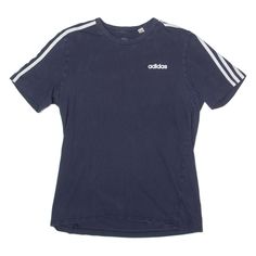 ADIDAS Mens T-Shirt Blue Short Sleeve Crew Neck L Blue Cotton T-shirt With Three Stripes, Navy Cotton Tops With Three Stripes Branding, Navy Cotton Striped Tops, Blue Adidas Sportswear T-shirt, Blue T-shirt With Three Stripes For Streetwear, Blue T-shirt With Three Stripes Branding, Sporty Blue T-shirt With Three Stripes Branding, Blue Adidas Logo T-shirt For Streetwear, Blue Adidas Logo T-shirt For Sportswear