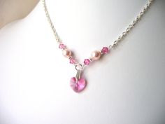 Unique Flower Girl Jewelry, Pink Crystal Heart Jewelry Necklace, Kids Jewelry, Childrens Jewelry, Little Girl Necklace, Pink Pearl Necklace. $21.00, via Etsy. Elegant Charm Necklaces For Valentine's Day Birthday Gift, Handmade Necklaces For Wedding And Valentine's Day, Elegant Heart Charm Necklace For Wedding Gift, Heart Pendant Necklace Wedding Gift, Elegant Adjustable Heart Necklace For Wedding, Dainty Jewelry For Valentine's Day Wedding Gift, Dainty Pink Heart Necklace For Gift, Handmade Necklace For Wedding On Valentine's Day, Wedding Gift Charm Necklaces