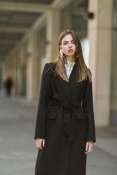 Tapered Wool Coat / Black Fitted Coat / Tailored Black Overcoat // MARIA - Etsy Bulgaria Luxury Black Blazer Dress With Double-breasted Button, Luxury Black Wool Coat With Double-breasted Button, Formal Double-breasted Pea Coat For Fall, Formal Double-breasted Fall Pea Coat, Luxury Black Blazer Dress With Double Button, Luxury Black Blazer Dress With Double Button Closure, Formal Double-breasted Wool Coat For Fall, Formal Belted Wool Coat With Notch Lapel, Classic Black Belted Wool Coat