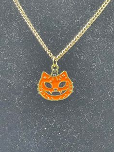 Necklace - Halloween Accessories - Necklaces - Jewelry  This adorable necklace features the spookiest and most adorable pumpkin cat youll see! Pumpkin Cat, Accessories Necklaces, Spooky Pumpkin, Halloween Accessories, Cat Necklace, Necklaces Jewelry, Accessories Necklace, Jewelry Necklace Pendant, Pendant Necklaces