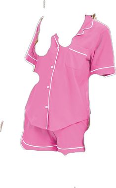 Solid Cotton Sleepwear For Sleepover, Cotton Pajama Shorts For Pajama Party, Cheap Pink Relaxed Fit Sleepwear, Pink Short Sleepwear With Relaxed Fit, Pink Short Sleeve Matching Set Sleepwear, Pink Sleepwear With Button Closure, Selling Apps, Pink Button-up Sleepwear For Loungewear, Summer Sleepwear