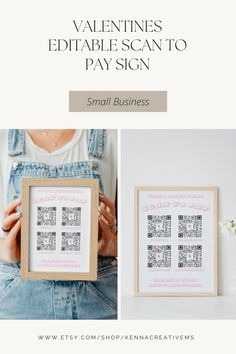 valentine's printable scan to pay sign with the words small business on it