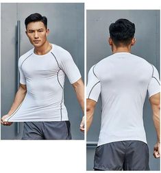 Tight Compression Men’s Breathable Workout T-Shirt Fitness T Shirts, Lycra Men, Lifting Weights, Men's Fitness, Mens Workout Clothes, Fitness Apparel, Workout Tshirts, Gym Wear, Anti Wrinkle