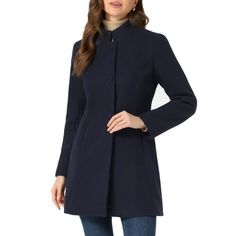 This coat featuring stand collar and single breasted design add feminine and elegant feel to your winter look. Overcoat is spun from soft fabric and fully lining, which is comfortable for all-day wear with big slant pockets. A good choice for winter and cold fall. No matter what look you slip it over, this winter coat adds a layer of warmth and finishes the refined, warm and effortless day-to-night look. Style this peacoat with blouse and pants for a warm and elegant look. Occasion: Work, Office, Casual, Coffee Shop, Daily, Date, Weenkend, etc. Measurement (in inches) Size----------Length----------Shoulder----------Chest----------Waist----------Sleeve XS----------------31.7---------------14.9-----------------36.6--------------34.3----------------22.8 S------------------32.1---------------1 Single Breasted Pea Coat With Stand Collar For Work, Stand Collar Wool Coat For Work With Button Closure, Wool Coat With Button Closure And Stand Collar, Solid Wool Coat With Stand Collar And Button Closure, Wool Coat With Stand Collar For Work, Workwear Wool Coat With Stand Collar And Button Closure, Office Outerwear With Stand Collar And Hidden Buttons, Stand Collar Outerwear For Office, Luxury Office Outerwear With Stand Collar