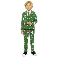 Is your little man looking for an outfit to go out of the year with a bang? This festive Christmas costume is the perfect outfit for the x-mas and New Year's Eve season. It's a more stylish version on the ugly Christmas sweater, so you'll be the best-dressed of your family and friends for sure. Santa will even give you more presents than ever because of your great Christmas attire. So, what are you waiting for? Have fun this Christmas! Colorful Suit, Reason For The Season Christmas, Head Quarters, Holiday Fits, Christmas Attire, Christmas Suit, Saint Nick, Christmas Festivities, Christmas Musical