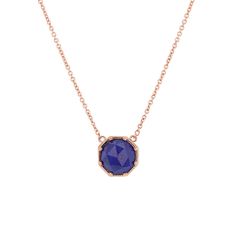 A rose-cut lapis set in a 14-karat gold crown bezel. 10mm bezel setting on a 16" inch chain. Item will vary due to nature of the stone. Necklace Sapphire, Lapis Necklace, Disc Necklace, Gold Crown, Bezel Setting, Rose Cut, Moonstone, The Stone, Diamond Necklace