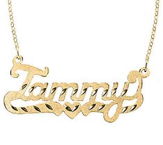 24K Yellow Gold-Plated Sterling Diamond-Cut Name Necklace