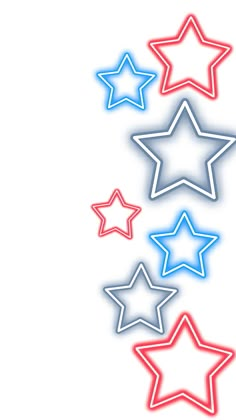 five star shaped neon stickers on a white background