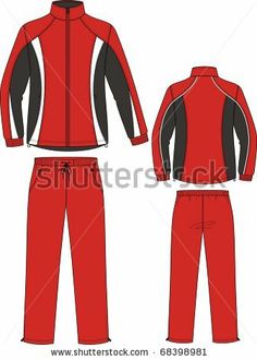 stock-vector-suit-sports-consisting-of-a-jacket-and-trousers-68398981 Sports Costume, Sports Wear Women, Red Girl, Jacket Pattern Sewing, Track Suit Men, Track Suit, Embroidery Blouse Designs, Physical Activity