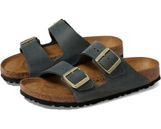 Women's Birkenstock Arizona - Oiled Leather | Zappos.com Modern Double Strap Slides With Buckle Closure, Casual Summer Footbed Sandals With Tang Buckle, Classic Sandals With Leather Footbed For Everyday, Classic Leather Footbed Sandals For Everyday, Classic Everyday Sandals With Leather Footbed, Classic Sandals With Leather Footbed, Casual Spring Slides With Tang Buckle, Classic Footbed Sandals With Buckle Closure, Casual Slip-on Travel Sandals