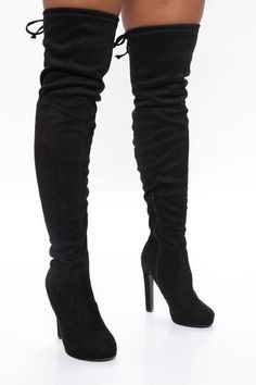 Image of Distracting You Over The Knee Boots - Black Boots With Heels, Black Flat Boots, Shoes Wishlist, Pleaser Heels, Over Knee Boots, Black Thigh High, Fashion Nova Shoes, Boots Tall, Strappy Bra