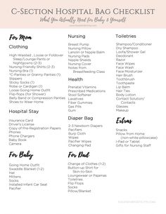 the printable hospital bag checklist