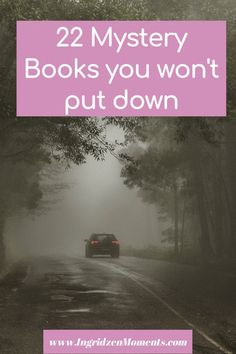 a car driving down a road with the words 22 mystery books you won't put down