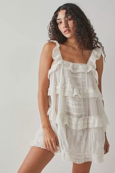 Tiered And True Romper | Free People Loose Mini Dress, White Romper, Grad Dresses, Coastal Cowgirl, Sleeveless Rompers, People Dress, Senior Pics, Boho Outfits, Fit Inspo