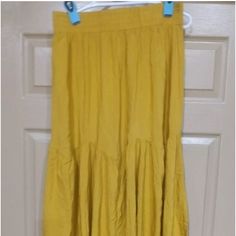 Nwot Mustard Yellow Long Pull-On Maxi Skirt Size 2xl Stretch Waist Bohemian Yellow Skirted Bottoms, Casual Yellow Lined Maxi Skirt, Yellow Maxi Skirt With Elastic Waistband, Mustard Cotton Beach Bottoms, Mustard Long Skirt, Shein Skirts, Mustard Yellow, Gold Yellow, Maxi Skirt