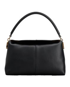 Tod's top handle bag in leather  Top handle with T logo accent  Detachable shoulder strap  Can be worn as a top handle or shoulder bag  Fold-over flap top with magnetic closure  Interior, leashed zip pouch bag  Lining: Leather Approx. 5.7"H x 10"W x 3.9"D Made in Italy Tods Bag, Bag Lining, T Bag, T Logo, Bags Logo, Mini Shoulder Bag, 7 H, Zip Pouch, Pouch Bag