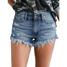 ONLYSHE Women's Denim Hot Shorts for Women Casual Summer Mid Waisted Short Pants with Pockets Feature  85%cotton+10%polyester+5%elastane. Comfort And Stretchy  Easy Zipper Fly And Button Closure In Front Fashion Washed And Frayed Hem.  Stylish Side Slit Jean Shorts. Ripped Durable Stretchy  Great For Home, Street, Casual Daily Wear, Party, Going Out, Night Out, Travel, Dating Etc Package Contents: 1 X Womens Denim Shorts Size Chart:(Inch) S: Waist 27.17inch Hip 37.40inch Length 10.63inch M: Wais Jean Shorts Outfit, Ripped Jeans Casual, Casual Outfits Cute, Ripped Jeans Style, Old Fashioned Love, Jean Short Outfits, Casual Denim Shorts, Fashion Usa, Plus Style