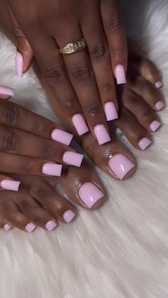 White Or French Nails, Solid Color Nails By Skin Tone Range, Really Square Acrylic Nails, Pink Short Nails Black Women, Short Square Nails Colors, Pink Nails On Dark Skin Black Women, Sorry Nail Designs, Simply Nail Design, Vacation Nails Hawaii