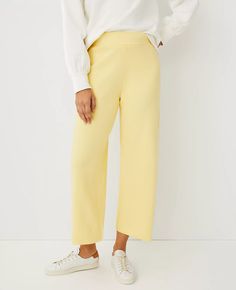 The Wide Leg Sweater Pant | Ann Taylor Petite Womens Clothing, Stylish Pants Women, Stylish Petite, Taylor Sweater, Slacks For Women, Yellow Pants, Trendy Clothes For Women, Petite Outfits, Sweater Pants