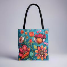 Tote Bag Canvas Floral Colorful Summer Bag Gift For Women Unique Shoulder Bag Large Tote Folk Art Bloom Tote Bag Canvas Aesthetic Gigi Gift. This practical and high-quality bag is the perfect blend of comfort and style, whether you're strolling along the beach or exploring the vibrant streets of town. 𝐃𝐄𝐓𝐀𝐈𝐋𝐒 🌺 100% Polyester 🌺 Boxed corners 🌺 Black inner stitching, transparent thread on hems. 🌺 Black cotton handles 🌺 With non-woven laminate inside 🌺 3 sizes: Small ( 12'x13'), Mediu Multicolor Box Shoulder Bag For Everyday Use, Multicolor Rectangular Bags For Everyday Use, Multicolor Rectangular Bags For Everyday, Everyday Multicolor Rectangular Bag, Multicolor Rectangular Bag For Everyday Use, Multicolor Pouch Box Bag For Daily Use, Multicolor Box Bag For Daily Use, Colorful Everyday Tote Bag, Artistic Tote Bag For Everyday