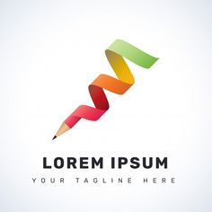 a colorful logo with a pencil in the shape of a spiral