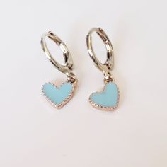 Beautiful Turquoise Heart Earrings Condition: New Material: Gold Plated Trendy Blue Jewelry With Heart Charm, Trendy Blue Heart Pendant Jewelry, Trendy Blue Heart Earrings For Gift, Gift Blue Heart Shaped Earrings, Blue Nickel-free Heart Earrings, Nickel-free Blue Heart Earrings, Cute Blue Jewelry With Heart Charm, Blue Heart Earrings For Pierced Ears As Gift, Blue Heart Charm Earrings For Valentine's Day