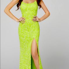 Brand New Never Wore. Perfect Dress If You Want To Stand Out. Very Beautiful Dress, My Daughter Out Grew It Before She Got To Wear It. Neon Prom Dresses Bright Colors, Prom Dresses Bright, Neon Green Prom Dress, Green Formal Dress, Neon Prom Dresses, Green Formal Dresses, Colorful Dresses Formal, Green Prom Dress, Prom Outfits