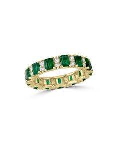 Bloomingdale's Emerald & Diamond Ring in 14K Yellow Gold - 100% Exclusive Levian Emerald Ring, Diamond Ring Emerald Accent, Emerald Engagment Ring With Gold Band, Green Ring Emerald, Cheap Emerald Rings, Emerald Wedding Rings Brilliant Earth, Emerald Engagement Ring Gold With Band, Emerad Wedding Ring, Diamond Band Ring Emerald