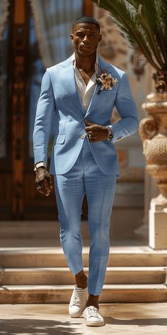 Dress To Impress Theme Wedding Day For Guys: Summer Outfit Mens Suits Sky Blue, 5 Year Anniversary Party, Mens Blue Dress Shirt, Sky Blue Suit, Wedding Day Dresses, Outfits Muslim, Light Blue Suit, Abaya Outfit, Light Blue Dress Shirt