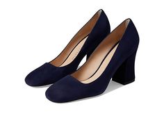 Stuart Weitzman Curveblock 85 Pump - Women's Shoes : Nice Blue : From office days to weekends, the Stuart Weitzman Curveblock 85 Pumps ensure to keep your style as well as comfort on point. Sleek leather upper. Comfort leather lining and insole. Slip-on style for easy on and off. Square toe. Flared, curvaceous block heel. Leather outsole. Made in Spain. Measurements: Heel Height: 3 1 4 in Weight: 11 oz Product measurements were taken using size 9, width B. Please note that measurements may vary Blue Suede Pumps, Navy Shoes, Suede Pumps, Blue Suede, Stuart Weitzman, Women's Pumps, Block Heels, Women's Shoes, Heel Height