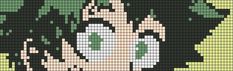 a cross - stitch pattern of a woman's face and hands with green hair