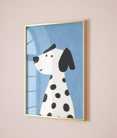 a painting of a dalmatian dog hanging on the wall