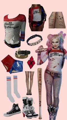 a collage of different outfits and accessories including shoes, socks, bracelets, headbands