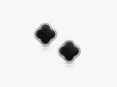 Black Onyx Silver Earrings , Onyx silver Studs, Black Gemstone, Four Leaf Clover, Minimalist Earrings, Modern Studs, Bridesmaid Earrings Beautiful clover shape black onyx studs are shiny and gorgeous. Best jewelry for women, girls to attend parties, weddings or any other activities. .CRAFTED : 925 Sterling Silver Rhodium Plated for a life-time luster. Posts ensure earrings are securely and comfortably in place throughout your daily life. .SPECIFICATIONS & SIZES: Earrings Size: 10X10 mm. Tota Luxury Black Gemstone Earrings, Black Diamond Earrings For Gift, Classic Black Jewelry With Black Diamonds, Black Fine Jewelry Earrings, Black Pierced Earrings In Fine Jewelry Style, Fine Jewelry With Black Diamonds And Onyx, Fine Jewelry Onyx With Black Diamonds, Black Pierced Earrings Fine Jewelry, Black Sterling Silver Fine Jewelry Earrings