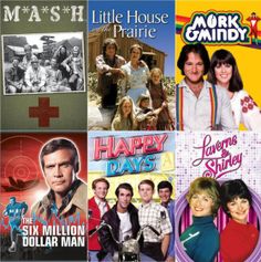 many movies are shown together in this collage with the title happy days, six million dollar man, and more