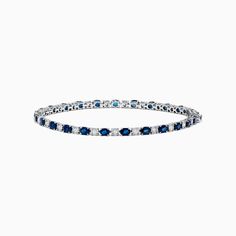 Effy Royale Bleu 14k White Gold Blue Sapphire and Diamond Bracelet Classic Sapphire Bracelets For Formal Occasions, Classic Blue Bracelet Jewelry, Classic Sapphire Diamond Bracelet, Classic Blue Sterling Silver Bracelet, Elegant Blue Sterling Silver Bracelet As Gift, Elegant Blue Bangle Gold Bracelet, Elegant Blue Sterling Silver Bracelet For Gift, Classic Blue Wedding Bracelets, Classic Blue Bracelets For Wedding