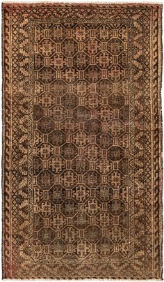 an antique rug with brown and tan colors