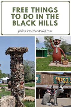 three pictures with the words free things to do in the black hills, including an image of