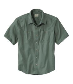 Our casual, rugged, short-sleeved shirt is made of a lightweight cotton/Tencel blend for warm-weather comfort, then washed for instant softness. Traditional Untucked Fit: Relaxed through the chest, sleeve and waist, with a slightly shorter hem you can wear untucked. 60% cotton, 39% Tencel, 1% elastane. Machine wash and dry. Built-in stretch lets you move with ease. Spread collar. Front patch pockets. Looks great tucked or untucked. Imported. | Men's Lakewashed Camp Shirt, Short-Sleeve, Tradition Unstructured Cotton Camp Shirt With Short Sleeves, Unstructured Short Sleeve Cotton Camp Shirt, Unstructured Cotton Short Sleeve Camp Shirt, Khaki Short Sleeve Shirt For Summer Outdoor, Khaki Cotton Outdoor Shirt, Khaki Cotton Shirt For Outdoor, Summer Khaki Short Sleeve Shirt For Outdoor, Summer Outdoor Khaki Short Sleeve Shirt, Cotton Short Sleeve Shirt For Fall