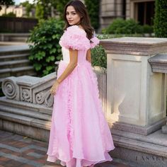 Lasaky - Elegant French-inspired Maxi Organza Gown Dress with Ruffle Tiered Fit and Flare design and Puff Sleeves Tube Gown, Organza Gown, Organza Gowns, White Floral Maxi Dress, Dress With Puff Sleeves, Evening Gown Dresses, Long Sleeve Evening Dresses, Beautiful Dress Designs, Maxi Gown Dress