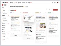 the product development page is displayed in this screenshote, with several different items on it