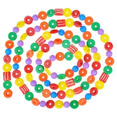 multicolored candy beads on a white background