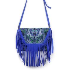 This boho crossbody bag is an ethically handmade Thai handbag that features an embroidered pattern multi colored embroidered fabric, black cotton lining, adorned with black leather tassels. * Handmade in Thailand * Made following Fair Trade guidelines * 11'' L x 1'' W x 9'' H Travel Shoulder Bag With Tassels, Travel Fringe Pouch Shoulder Bag, Travel Shoulder Bag With Fringe In Pouch Shape, Travel Shoulder Bag With Fringe And Pouch Shape, Travel Clutch Bag With Tassels, Multicolor Fringe Crossbody Bag, Travel Crossbody Shoulder Bag With Tassels, Crossbody Shoulder Bag With Tassels For Daily Use, Daily Use Crossbody Shoulder Bag With Tassels