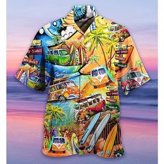 Season:Summer,Spring; Fabric:Polyester; Sleeve Length:Short Sleeve; Look After Me:Washable,Hand wash,Machine wash; Gender:Men's; Style:Hawaiian,Streetwear,Fashion,Tropical,Designer; Tops Type:Summer Hawaiian Shirt,Shirt; Occasion:Hawaiian,Beach,Going out,Casual,Holiday; Age Group:Adults'; Fit Type:Regular Fit; Pattern:Graphic Prints,Lights,Flamingo; Design:Button-Down,Print; Neckline:Turndown; Front page:FF; Listing Date:02/20/2023; Bust:; Length:; Shoulder Width:; Fit US Size:; Fit UK Size:; Fi Hawaiian Clothes, Hippie Car, Outdoorsy Style, Hippie Bus, Camp Shirts, Men Hawaiian Shirt, Surf Shack, Tropical Shirts, Hawaii Beaches