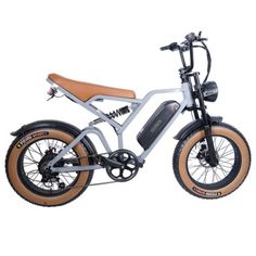 an electric scooter is shown on a white background with brown wheels and spokes